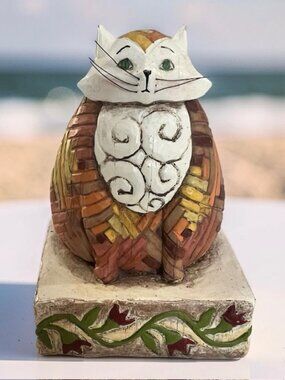 2003 Jim Shore Heartwood Creek "Elijah" Sitting Orange Cat Figurine 114422